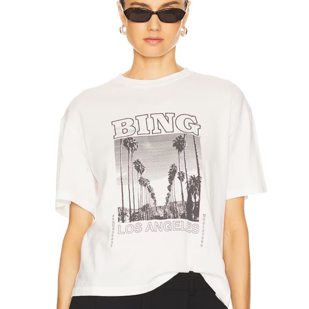 Anine Bing White 'BING Los Angeles' Graphic Short Sleeve Tee